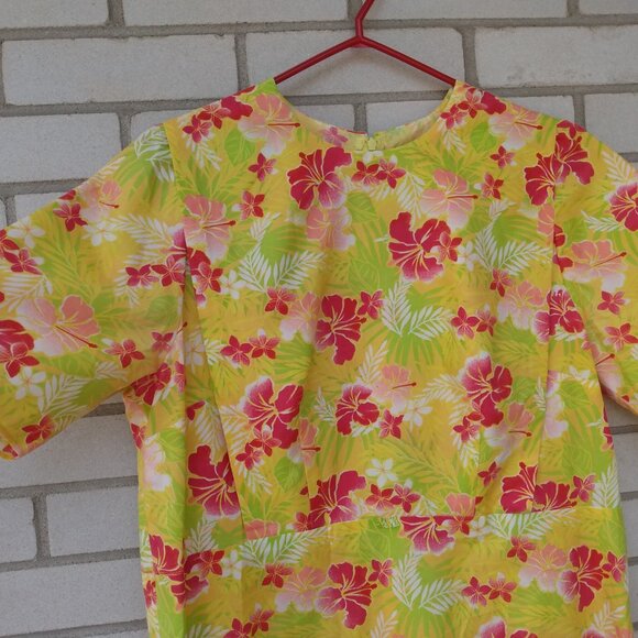 Amish Mennonite Cape Dress 43" Bust 40" Waist Handmade Modest Yellow Tropical - Picture 4 of 9